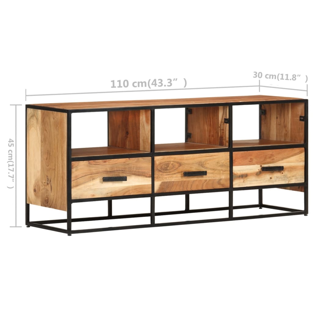 Mobile Porta TV 110x30x45 cm in Legno Massello di Acacia - homemem39