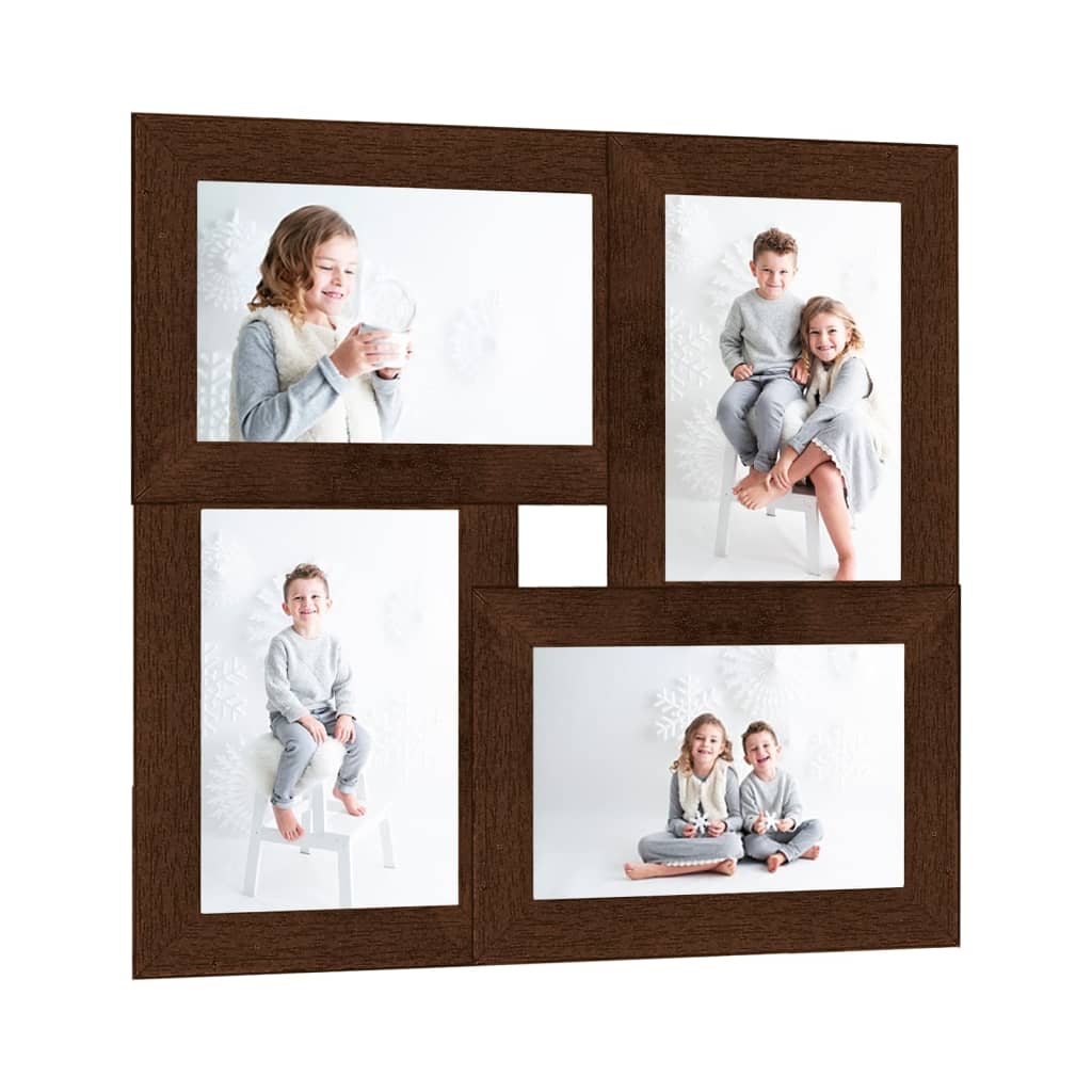 homemem39  Cornice Multipla per 4 Foto 10x15cm Marrone Scuro in MDF