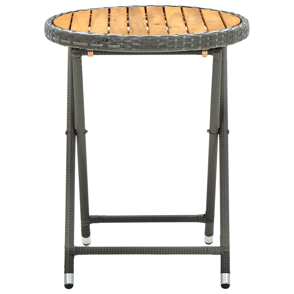 Tavolino da Tè Grigio 60 cm in Polyrattan e Massello di Acacia - homemem39