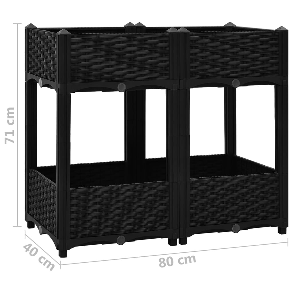 Fioriera Rialzata 80x40x71 cm in Polipropilene - homemem39