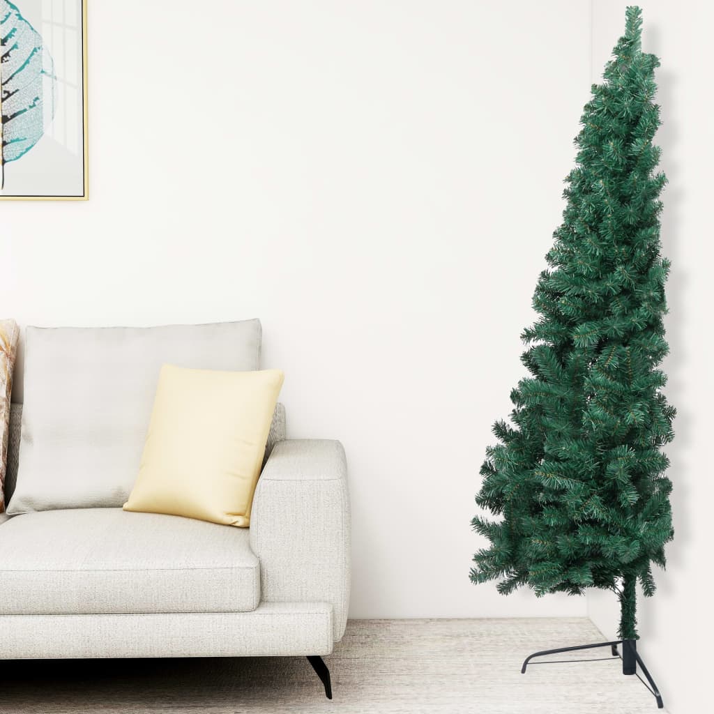 Albero di Natale a Metà Preilluminato con Palline Verde 150 cm - homemem39