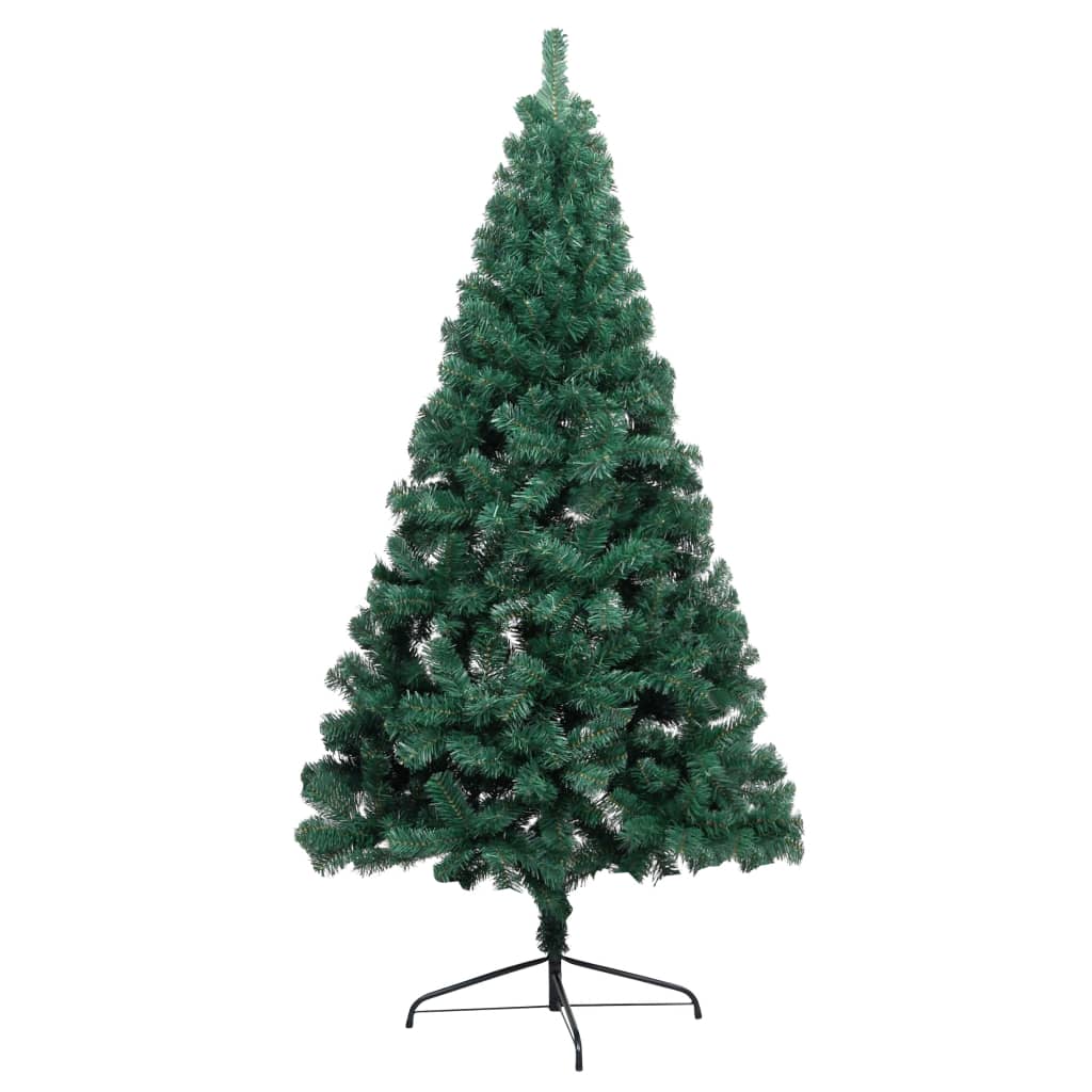 Albero di Natale a Metà Preilluminato con Palline Verde 150 cm - homemem39