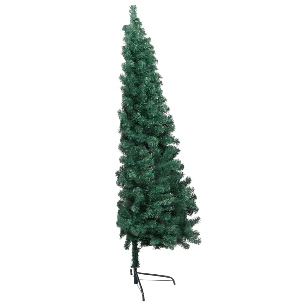 Albero di Natale a Metà Preilluminato con Palline Verde 150 cm - homemem39