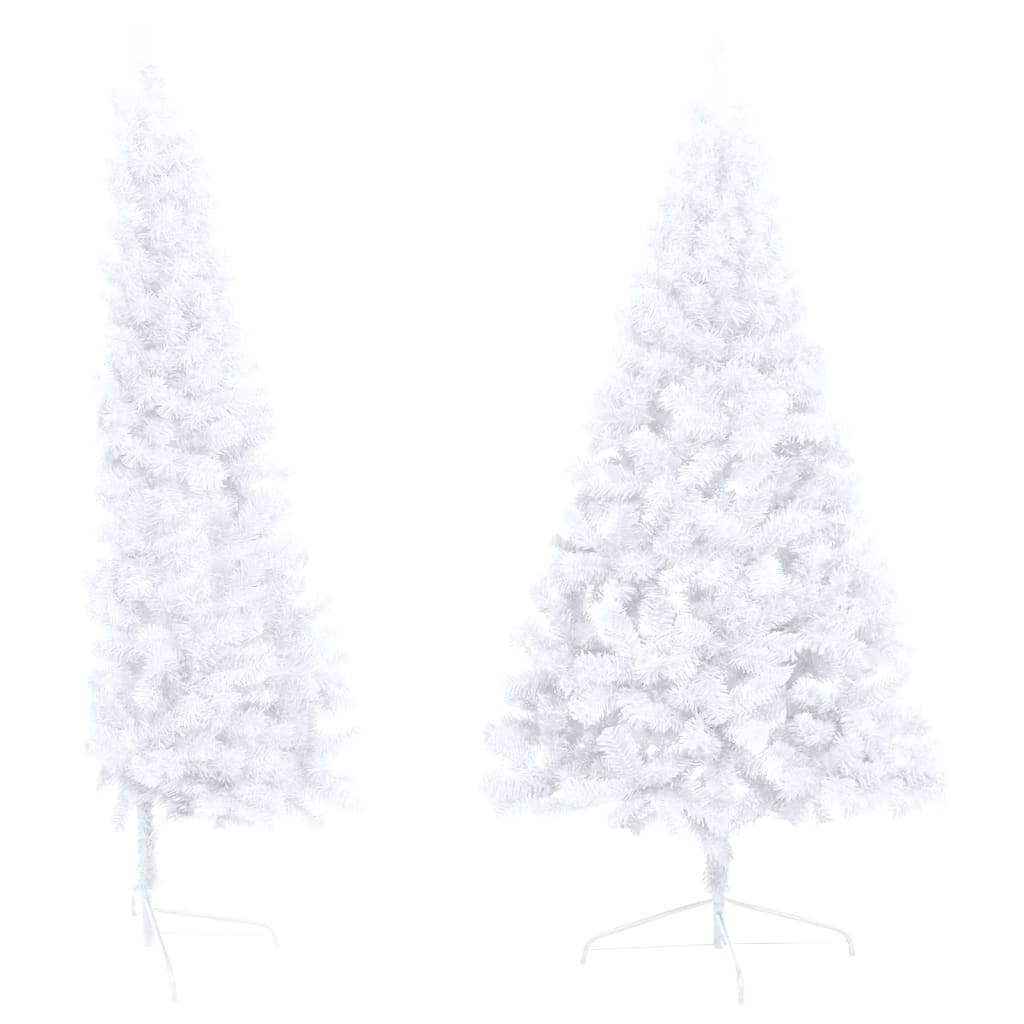 Set Albero Natale Artificiale a Metà LED Palline Bianco 120cm - homemem39