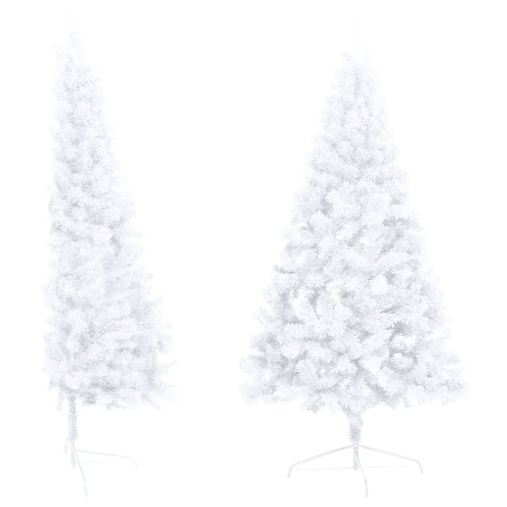 Set Albero Natale Artificiale a Metà LED Palline Bianco 240cm - homemem39