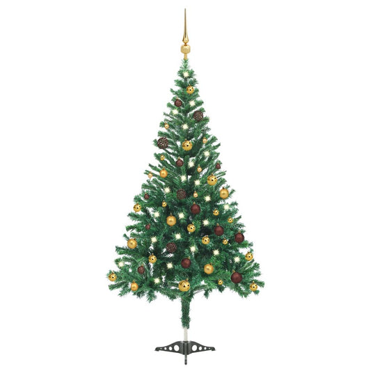 Albero di Natale Preilluminato Palline Bianco 210 cm 910 Rami - homemem39