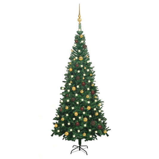 Set Albero Natale Artificiale con LED e Palline L 240 cm Verde - homemem39