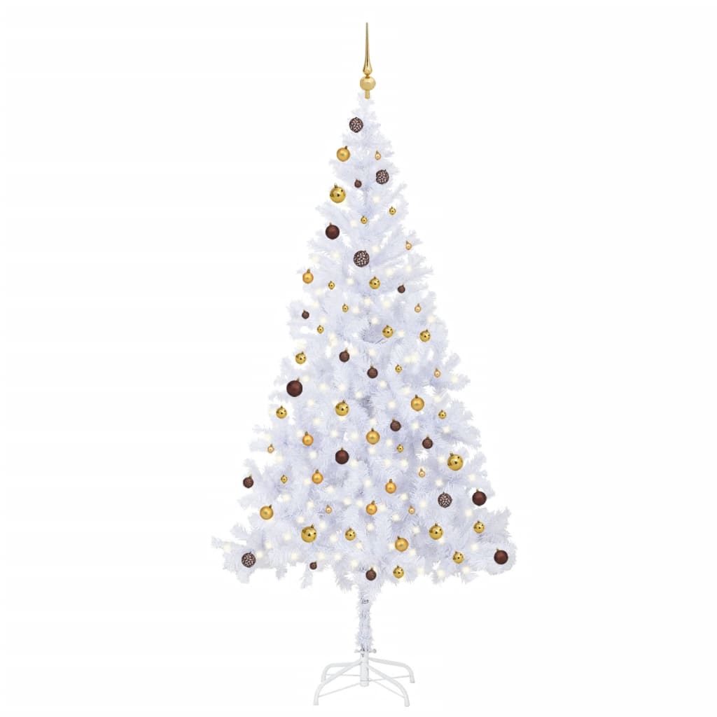 Albero di Natale Preilluminato con Palline 210 cm 910 Rami - homemem39