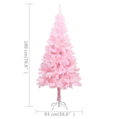 Albero di Natale Preilluminato con Palline Rosa 180 cm PVC - homemem39