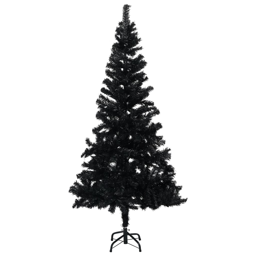 Set Albero Natale Artificiale con LED e Palline Nero 210 cm PVC - homemem39