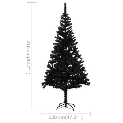 Set Albero Natale Artificiale con LED e Palline Nero 210 cm PVC - homemem39