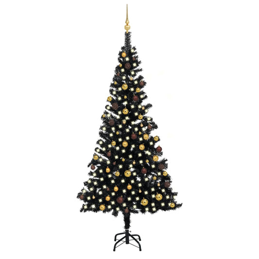 Albero di Natale Preilluminato con Palline Nero 240 cm PVC - homemem39