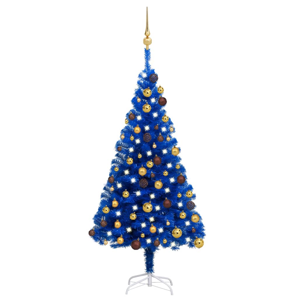 Albero di Natale Preilluminato con Palline Blu 120 cm PVC - homemem39