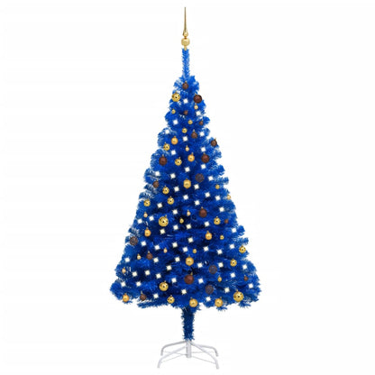 Albero di Natale Preilluminato con Palline Blu 210 cm PVC - homemem39