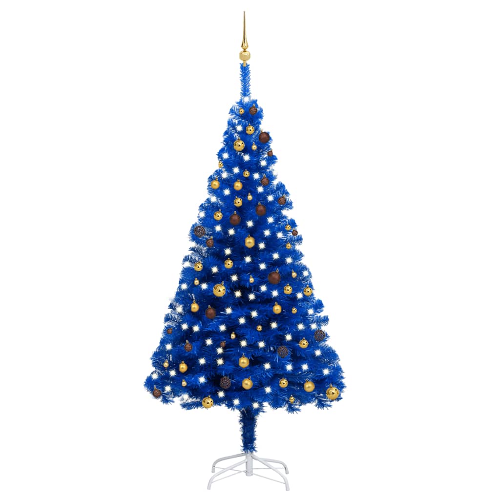 Albero di Natale Preilluminato con Palline Blu 240 cm PVC - homemem39