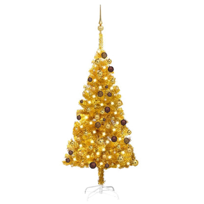 Set Albero Natale Artificiale con LED e Palline Oro 120cm PET - homemem39