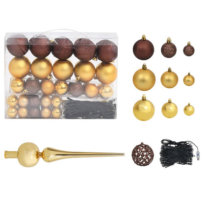 Set Albero Natale Artificiale con LED e Palline Oro 120cm PET - homemem39