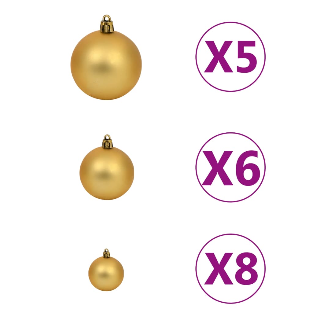 Set Albero Natale Artificiale con LED e Palline Oro 120cm PET - homemem39