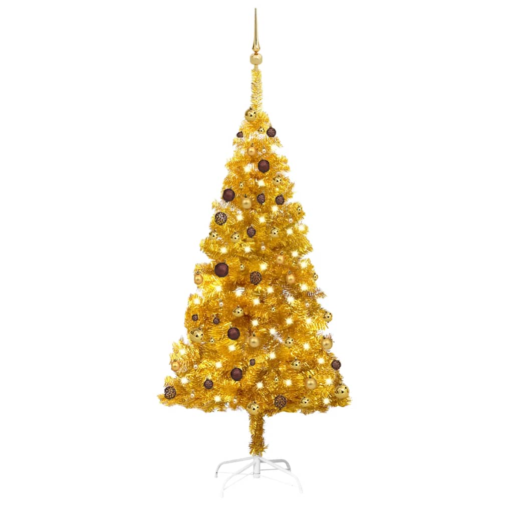 Set Albero Natale Artificiale con LED e Palline Oro 180cm PET - homemem39