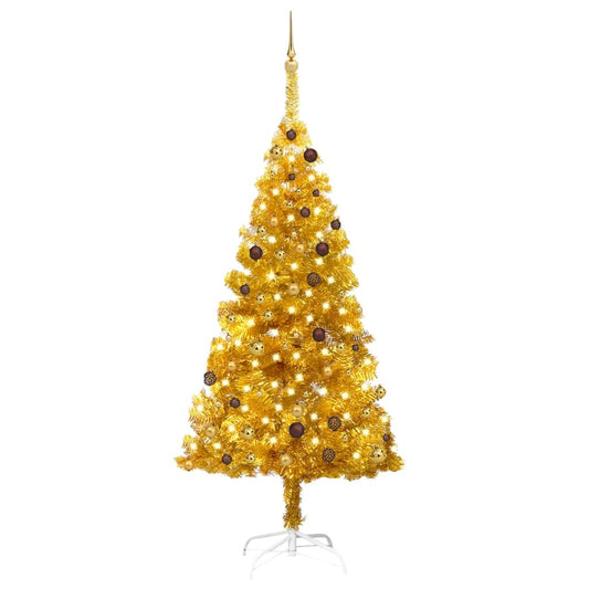 Set Albero Natale Artificiale con LED e Palline Oro 210 cm PET - homemem39