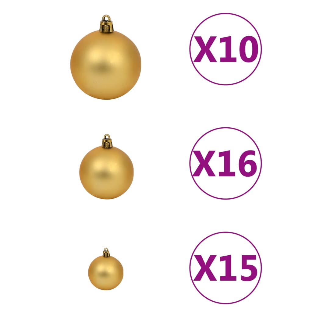 Set Albero Natale Artificiale con LED e Palline Oro 210 cm PET - homemem39