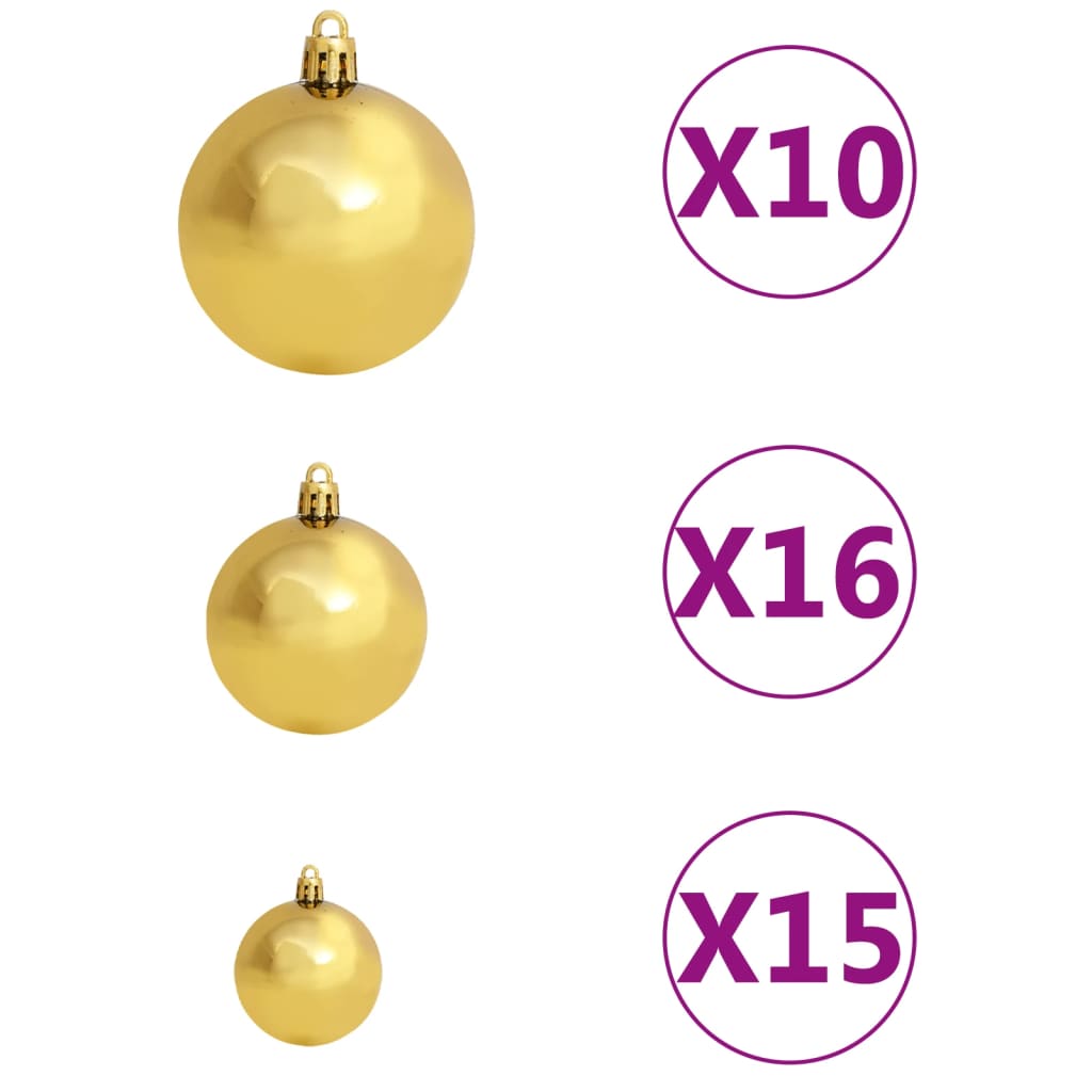 Set Albero Natale Artificiale con LED e Palline Oro 210 cm PET - homemem39