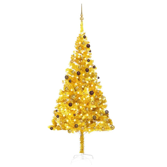 Albero di Natale Preilluminato con Palline Oro 240 cm PET - homemem39