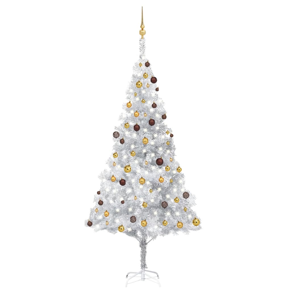 Albero di Natale Preilluminato con Palline Argento 240 cm PET - homemem39