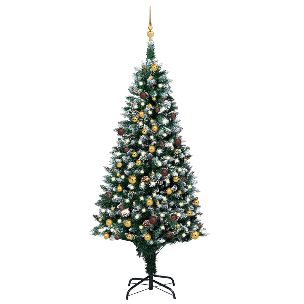 Set Albero Natale Artificiale con LED Palline e Pigne 210 cm - homemem39