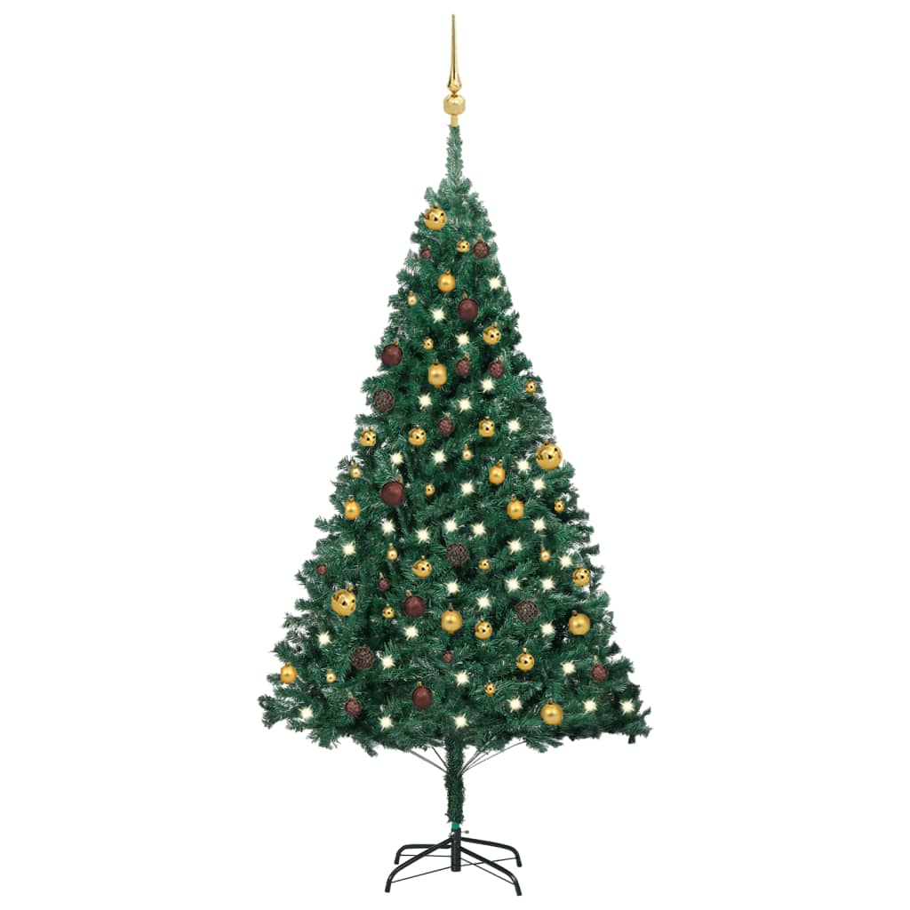 Set Albero Natale Artificiale con LED e Palline Verde 180cm PVC - homemem39