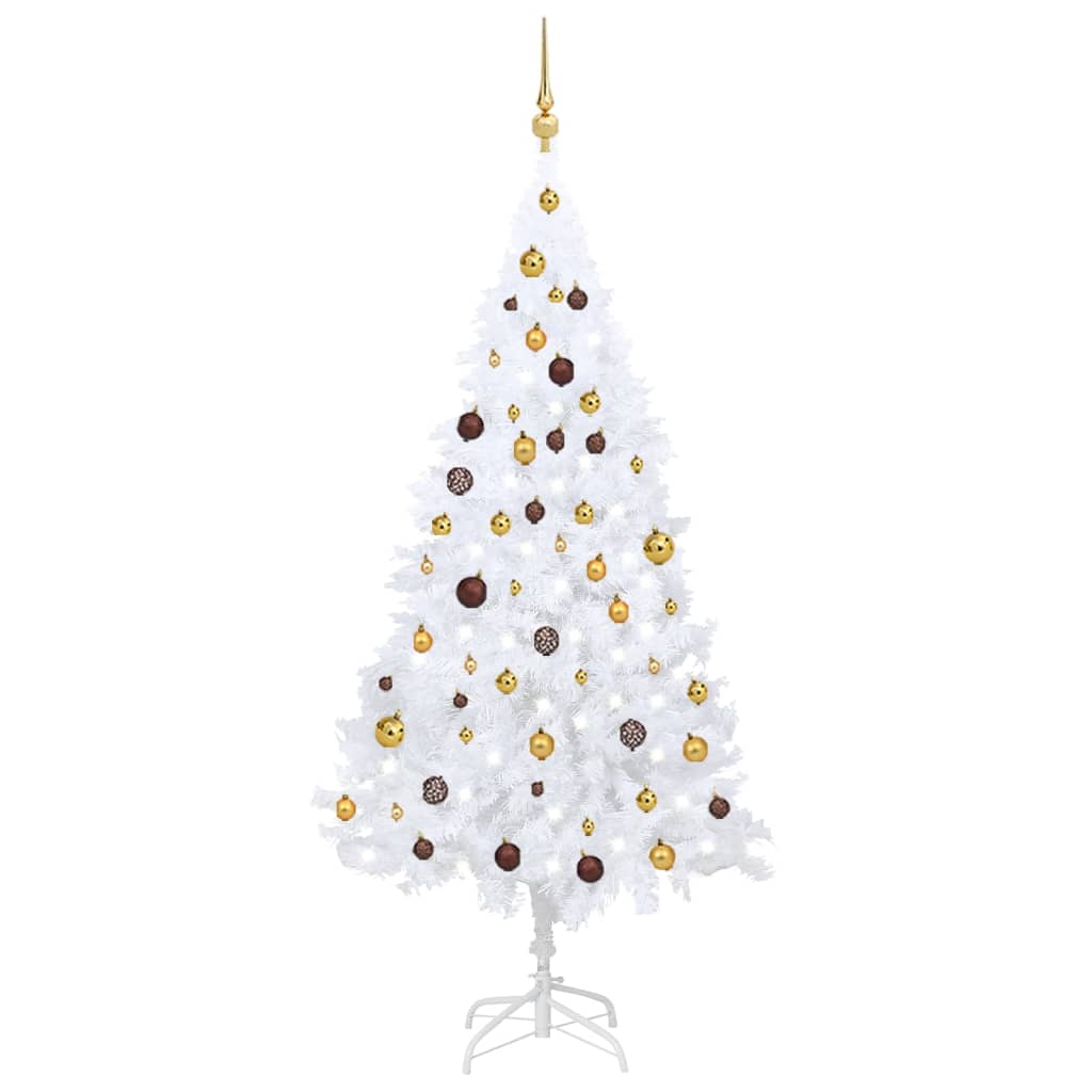 Albero di Natale Preilluminato con Palline Bianco 180 cm PVC - homemem39