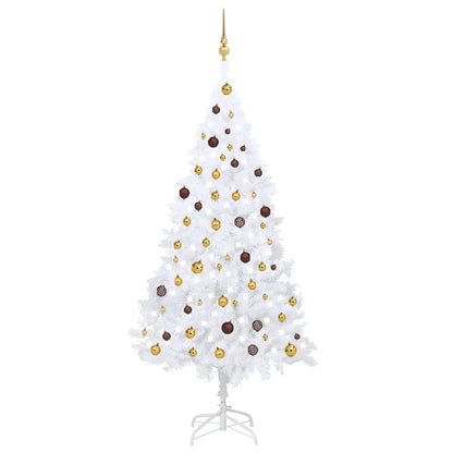 Set Albero Natale Artificiale LED e Palline Bianco 210 cm PVC - homemem39