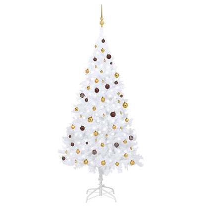 Albero di Natale Preilluminato con Palline Bianco 240 cm PVC - homemem39