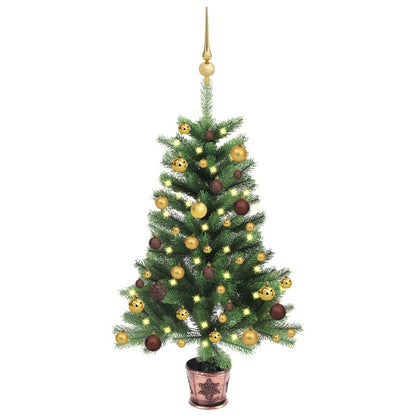 Albero di Natale Preilluminato con Palline Verde 65 cm - homemem39
