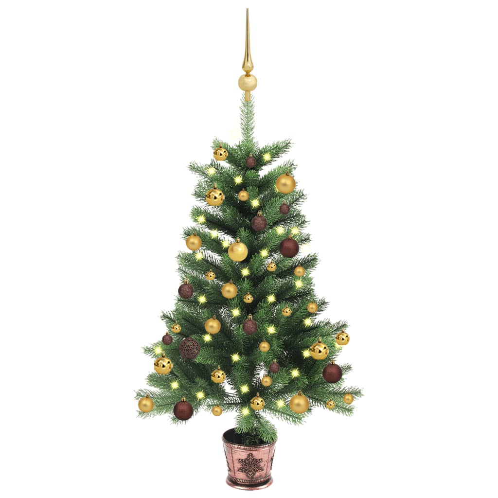 Albero di Natale Preilluminato con Palline Verde 90 cm - homemem39