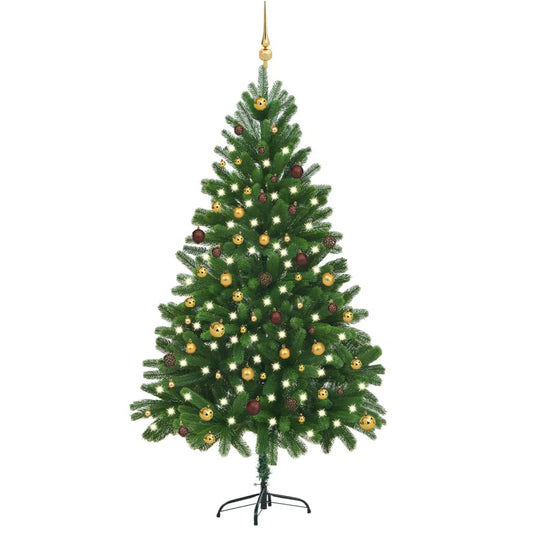 Set Albero di Natale Artificiale con LED e Palline Verde 210 cm - homemem39