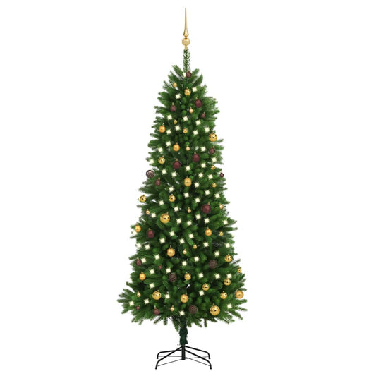 Albero di Natale Preilluminato con Palline 240 cm Verde - homemem39