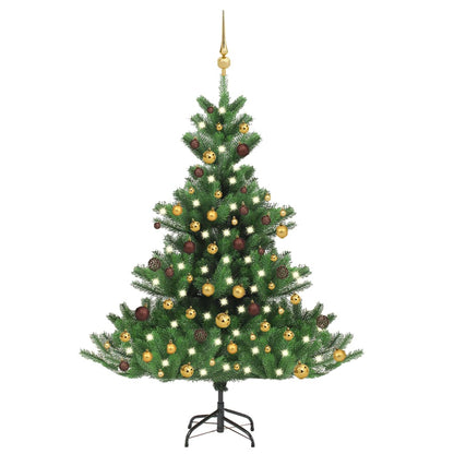 Albero Natale Artificiale Abete Nordmann LED Palline Verde120cm - homemem39