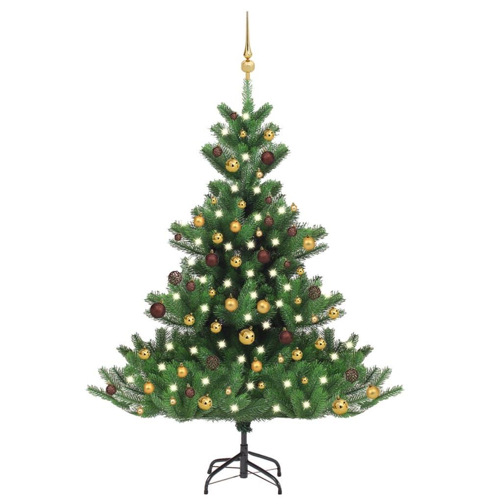 Albero Natale Artificiale Abete Nordmann LED Palline Verde150cm - homemem39