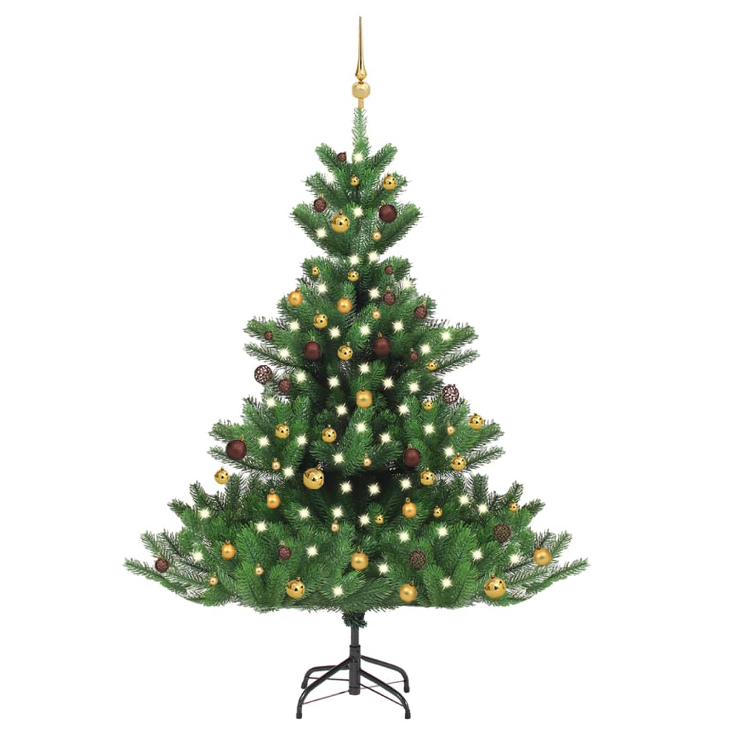 Albero Natale Artificiale Abete Nordmann LED Palline Verde180cm - homemem39