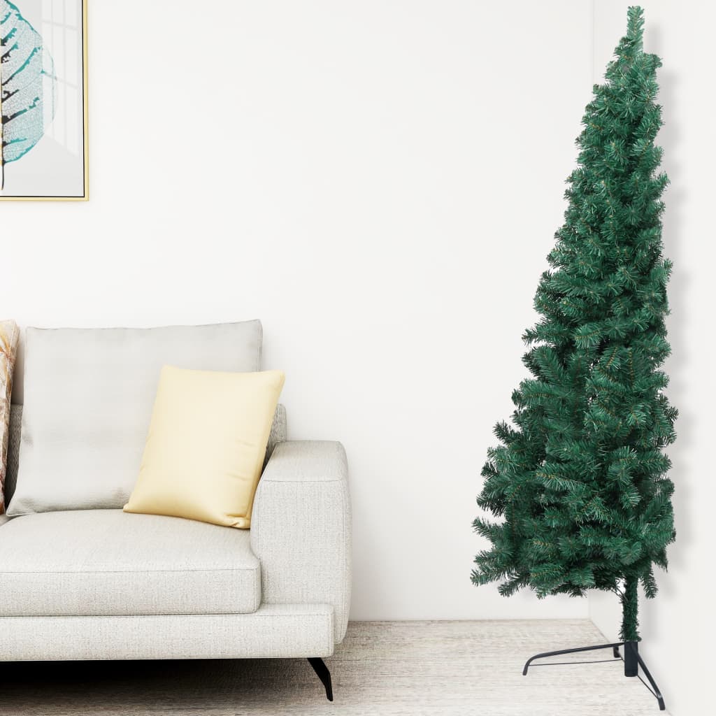 Set Albero Natale Artificiale a Metà LED e Palline Verde 120cm - homemem39