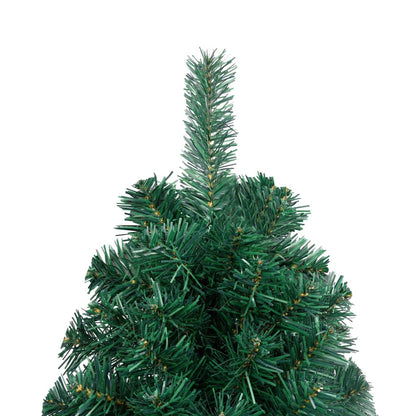 Albero di Natale a Metà Preilluminato con Palline Verde 150 cm - homemem39