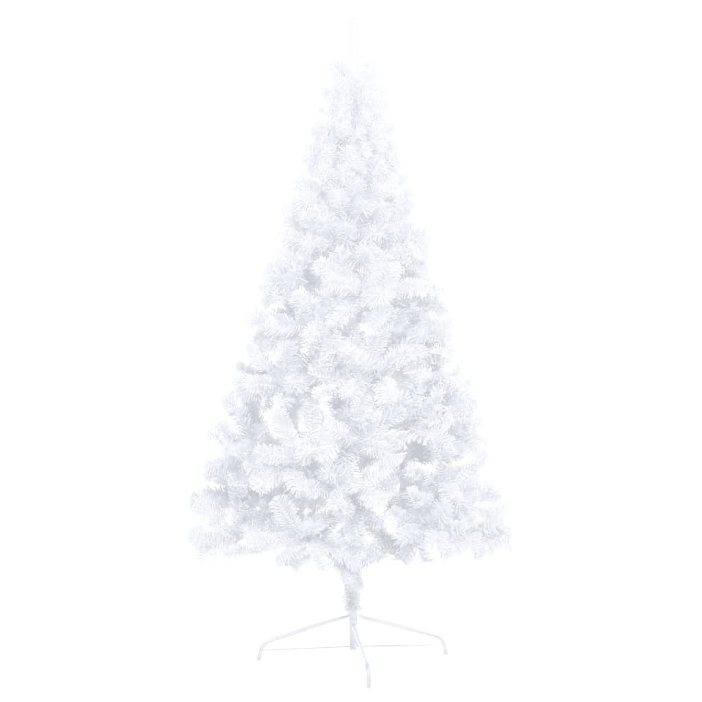 Set Albero Natale Artificiale a Metà LED Palline Bianco 180cm - homemem39