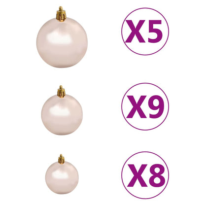 Set Albero Natale Artificiale a Metà LED Palline Bianco 240cm - homemem39