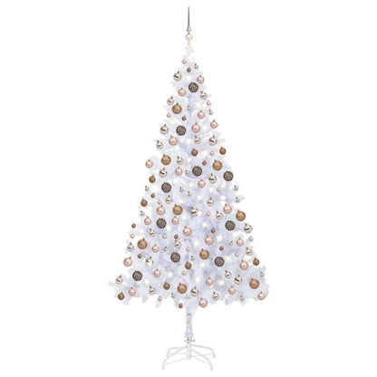 Albero di Natale Preilluminato Palline Bianco 210 cm 910 Rami - homemem39