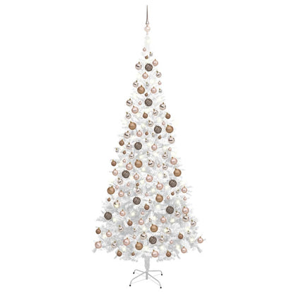 Albero di Natale Artificiale Preiluminato Palline 240 cm Bianco - homemem39