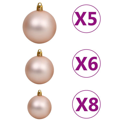 Albero di Natale Preilluminato con Palline Rosa 120 cm PVC - homemem39