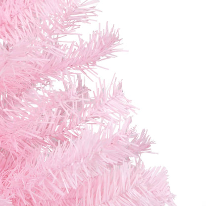 Albero di Natale Preilluminato con Palline Rosa 150 cm PVC - homemem39