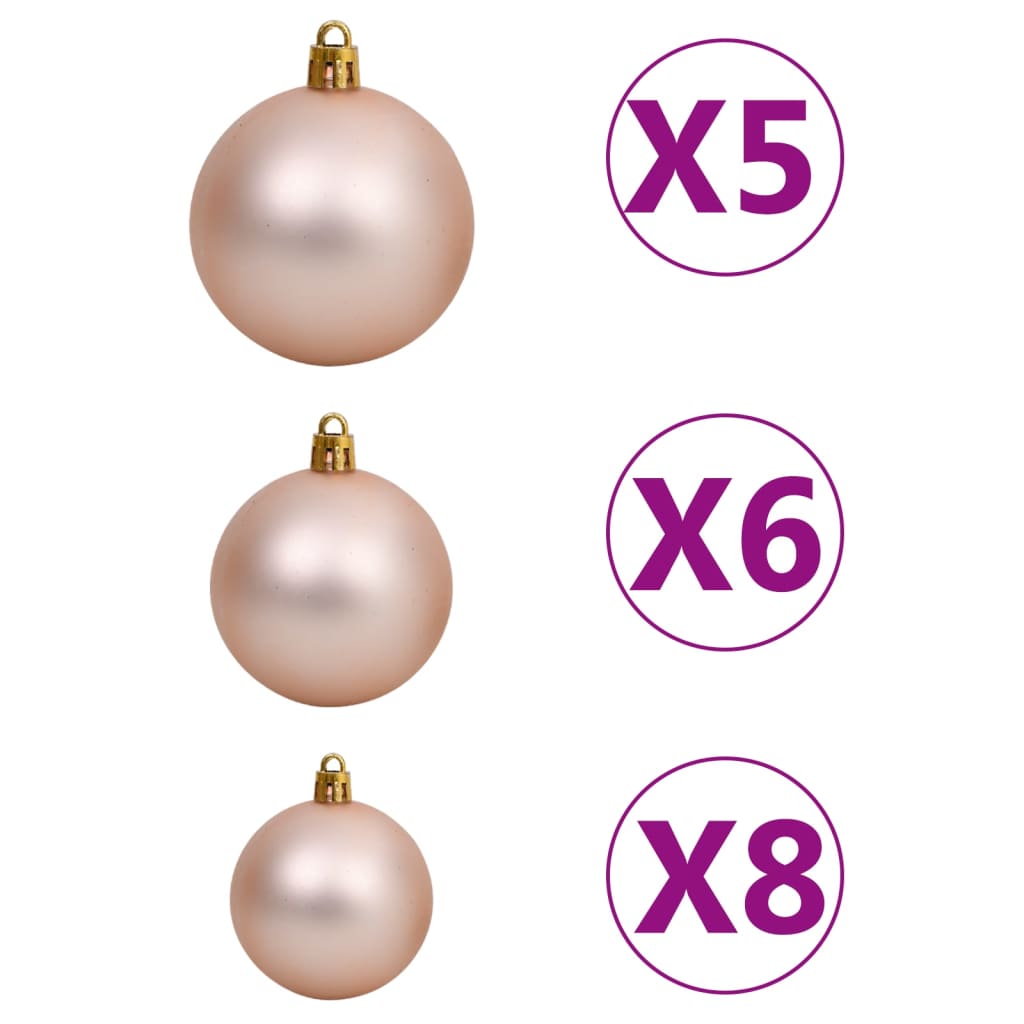 Albero di Natale Preilluminato con Palline Rosa 150 cm PVC - homemem39