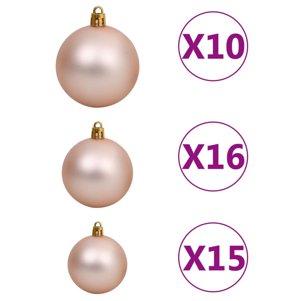 Albero di Natale Preilluminato con Palline Rosa 210 cm PVC - homemem39